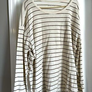 Army green and cream colored striped long sleeve shirt-runs big. 2X